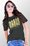 Let It Bee Baskılı Unisex Regular Fit Pamuklu Siyah Tişört