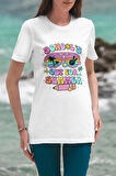Schools Out For Summer Doodle Baskılı Yaz Temalı Unisex Regular Fit Pamuklu Beyaz Tişört