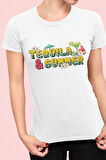 Tequila And Summer Baskılı Yaz Temalı Unisex Regular Fit Pamuklu Beyaz Tişört