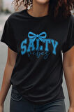 Coquette Salty Vibes Baskılı Yaz Temalı Unisex Regular Fit Pamuklu Siyah Tişört