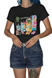 Coquette Summer Baskılı Yaz Temalı Unisex Regular Fit Pamuklu Siyah Tişört