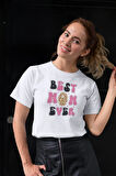 Best Mom Ever No:2 Baskılı Anneler Günü Hediyelik Beyaz %100 Pamuklu T Shirt