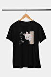 Yanlış Kararlarımı Uygulamaya Gidiyorum-Tavşan Baskılı Eğlenceli Komik Hediyelik Siyah Kadın T-Shirt