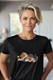 Patili Yavruların Neşesi-Köpek-Baskılı Siyah Unisex T-Shirt