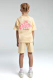 Kız Çocuk Krem İki İplik %100 Pamuklu Bermuda Takım