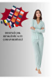 Kadın Modal Pamuklu Pijama Takımı Çorap Hediyeli QP9K1R1K5R