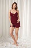 Kadın Bordo Penye Gelin 6'lı Çeyiz Seti Sabahlık & Gecelik & Pijama Şortlu Takım Q9U6O1K0KKA