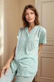 Kadın Yeşil Kısa Kollu Regular Viskon Gömlek Pijama Takımı Q9.U.0O.K7.K.A6.P.C