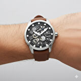 Quantum QMG1120.395 Erkek Kol Saati | 46MM, Otomatik Mekanizma, Safir Cam, 10 ATM, Kahverengi Deri Kordon