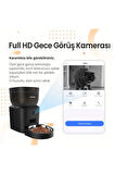QQ029 Kameralı 1080P Gece Görüş, Akıllı Kedi Köpek Mama Kabı, 2.4Ghz/5Ghz, 4Lt, Metal Kase