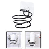 Microcase Yapışkanlı Spiral Yaylı Saç Kurutma Fön Makinası Tutucu Askılığı - SİYAH AL4816