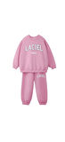 Kız Çocuk Laciel Paris Pembe 3 İplik Fitilli Kumaş Alt Üst Eşofman takımı