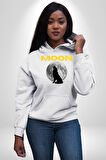 Ay Dolunay Uluyan Kurt Erkek Kadın Beyaz Dijital Baskılı Kapüşonlu Sweatshirt Hoodie