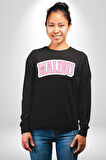 Malibu California Pembe  Erkek Kadın Unisex Dijital Baskılı Siyah Sweatshirt