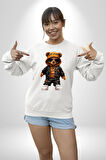 Hiphop Ayı Tedy Güneş Gözlük Deri Ceket Erkek Kadın Unisex Dijital Baskılı Beyaz Sweatshirt