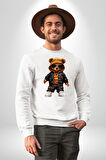 Hiphop Ayı Tedy Güneş Gözlük Deri Ceket Erkek Kadın Unisex Dijital Baskılı Beyaz Sweatshirt
