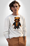 Hiphop Ayı Tedy Güneş Gözlük Deri Ceket Erkek Kadın Unisex Dijital Baskılı Beyaz Sweatshirt