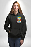 Bart Simspson Kafe Simpsons Comics Erkek Kadın Siyah Ön Sırt Baskılı Kapüşonlu Sweatshirt Hoodie