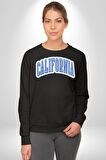 California Mavi Kollej Logo  Erkek Kadın Unisex Dijital Baskılı Siyah Sweatshirt