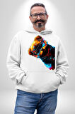 Cool Tedy Renkli Ayıcık Gözlük Erkek Kadın Beyaz Dijital Baskılı Kapüşonlu Sweatshirt Hoodie