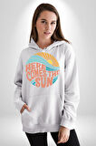 Yaz Tatili Güneş Geldi Tema Erkek Kadın Beyaz Dijital Baskılı Kapüşonlu Sweatshirt Hoodie