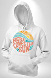 Yaz Tatili Güneş Geldi Tema Erkek Kadın Beyaz Dijital Baskılı Kapüşonlu Sweatshirt Hoodie