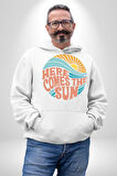 Yaz Tatili Güneş Geldi Tema Erkek Kadın Beyaz Dijital Baskılı Kapüşonlu Sweatshirt Hoodie
