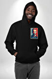 Messi Portre Dijital Sanat Baskısı Erkek Kadın Siyah Ön Sırt Baskılı Kapüşonlu Sweatshirt Hoodie
