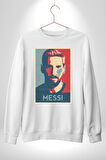 Messi Portre Dijital Sanat Baskısı Erkek Kadın Unisex Dijital Baskılı Beyaz Sweatshirt