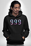 999 Bir Sonuç Bir Bitişi Simgeler Erkek Kadın Siyah Dijital Baskılı Kapüşonlu Sweatshirt Hoodie