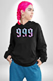 999 Bir Sonuç Bir Bitişi Simgeler Erkek Kadın Siyah Dijital Baskılı Kapüşonlu Sweatshirt Hoodie