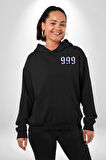 999 Bir Sonuç Bir Bitişi Simgeler Erkek Kadın Siyah Ön Sırt Baskılı Kapüşonlu Sweatshirt Hoodie