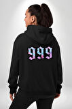 999 Bir Sonuç Bir Bitişi Simgeler Erkek Kadın Siyah Ön Sırt Baskılı Kapüşonlu Sweatshirt Hoodie