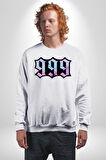 999 Bir Sonuç Bir Bitişi Simgeler Erkek Kadın Unisex Dijital Baskılı Beyaz Sweatshirt