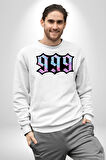 999 Bir Sonuç Bir Bitişi Simgeler Erkek Kadın Unisex Dijital Baskılı Beyaz Sweatshirt