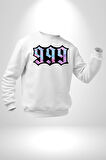 999 Bir Sonuç Bir Bitişi Simgeler Erkek Kadın Unisex Dijital Baskılı Beyaz Sweatshirt