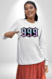 999 Bir Sonuç Bir Bitişi Simgeler Erkek Kadın Unisex Dijital Baskılı Beyaz Sweatshirt