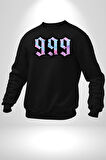 999 Bir Sonuç Bir Bitişi Simgeler Erkek Kadın Unisex Dijital Baskılı Siyah Sweatshirt