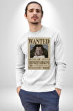 One Piece Aranıyor Monkey D Dragon Anime Erkek Kadın Unisex Dijital Baskılı Beyaz Sweatshirt