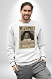 One Piece Aranıyor Monkey D Dragon Anime Erkek Kadın Unisex Dijital Baskılı Beyaz Sweatshirt