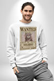 One Piece Aranıyor Doflamingo Anime Erkek Kadın Unisex Dijital Baskılı Beyaz Sweatshirt
