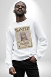 One Piece Aranıyor Doflamingo Anime Erkek Kadın Unisex Dijital Baskılı Beyaz Sweatshirt