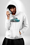 1958 Chevrolet Kamyonet Klasik Araba  Erkek Kadın Beyaz Dijital Baskılı Kapüşonlu Sweatshirt Hoodie