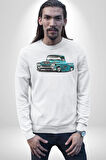 1958 Chevrolet Kamyonet Klasik Araba  Erkek Kadın Unisex Dijital Baskılı Beyaz Sweatshirt