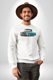 1958 Chevrolet Kamyonet Klasik Araba  Erkek Kadın Unisex Dijital Baskılı Beyaz Sweatshirt