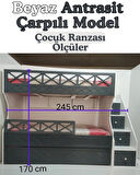 Beyaz Antrasit Çarpılı Model Çocuk Ranzası