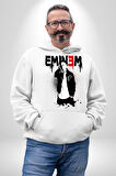 Eminem Rap Müzik Şarkıcı Erkek Kadın Beyaz Dijital Baskılı Kapüşonlu Sweatshirt Hoodie