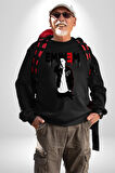 Eminem Rap Müzik Şarkıcı Erkek Kadın Unisex Dijital Baskılı Siyah Sweatshirt