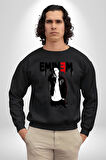 Eminem Rap Müzik Şarkıcı Erkek Kadın Unisex Dijital Baskılı Siyah Sweatshirt