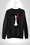 Eminem Rap Müzik Şarkıcı Erkek Kadın Unisex Dijital Baskılı Siyah Sweatshirt